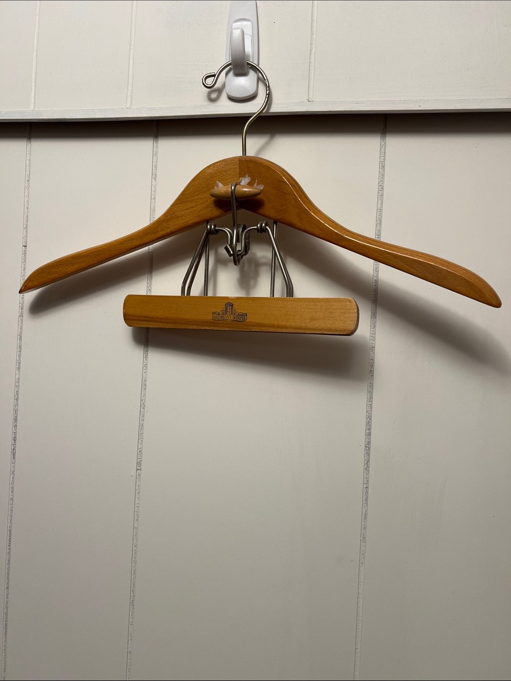 Harmony house vintage Wooden Suit Hanger with Clamp - Natural Brown